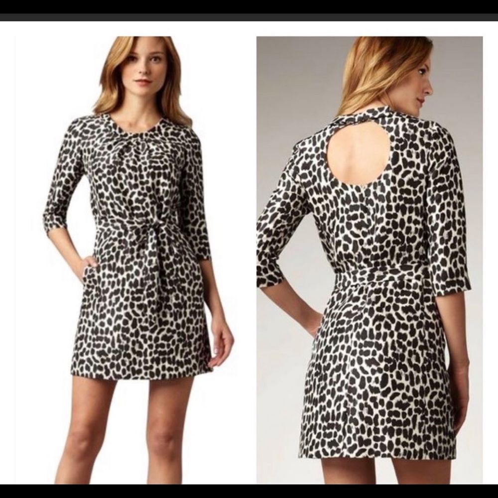 Kate Spade Silk Dorothy Dress Dot Leopard Print